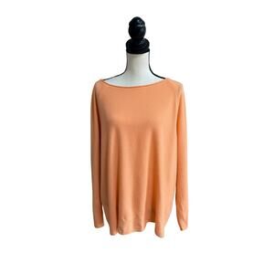 Lafayette 148 Plus New York 100% Cashmere Peach Sweater Womens 2X XXL Knit